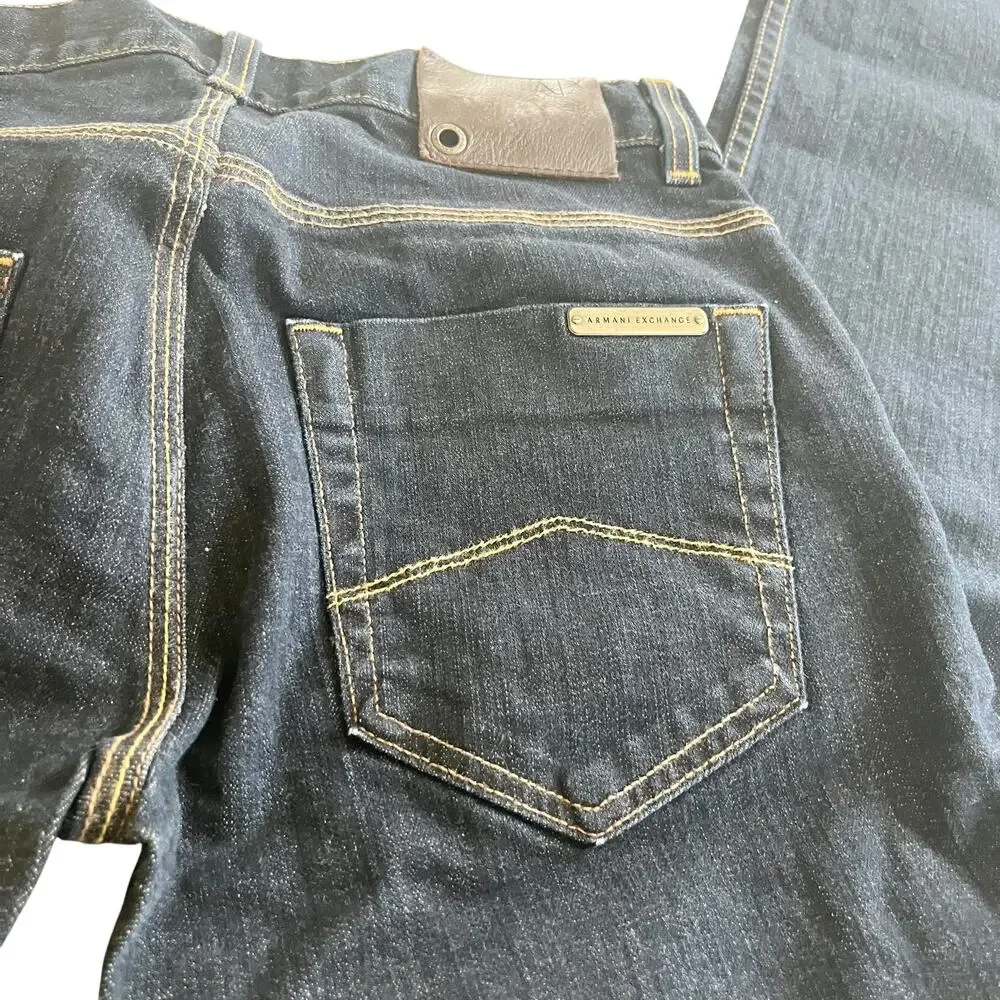 Armani Exchange Mid Rise Dark Wash Blue Denim Skinny Jeans Size 29 Short